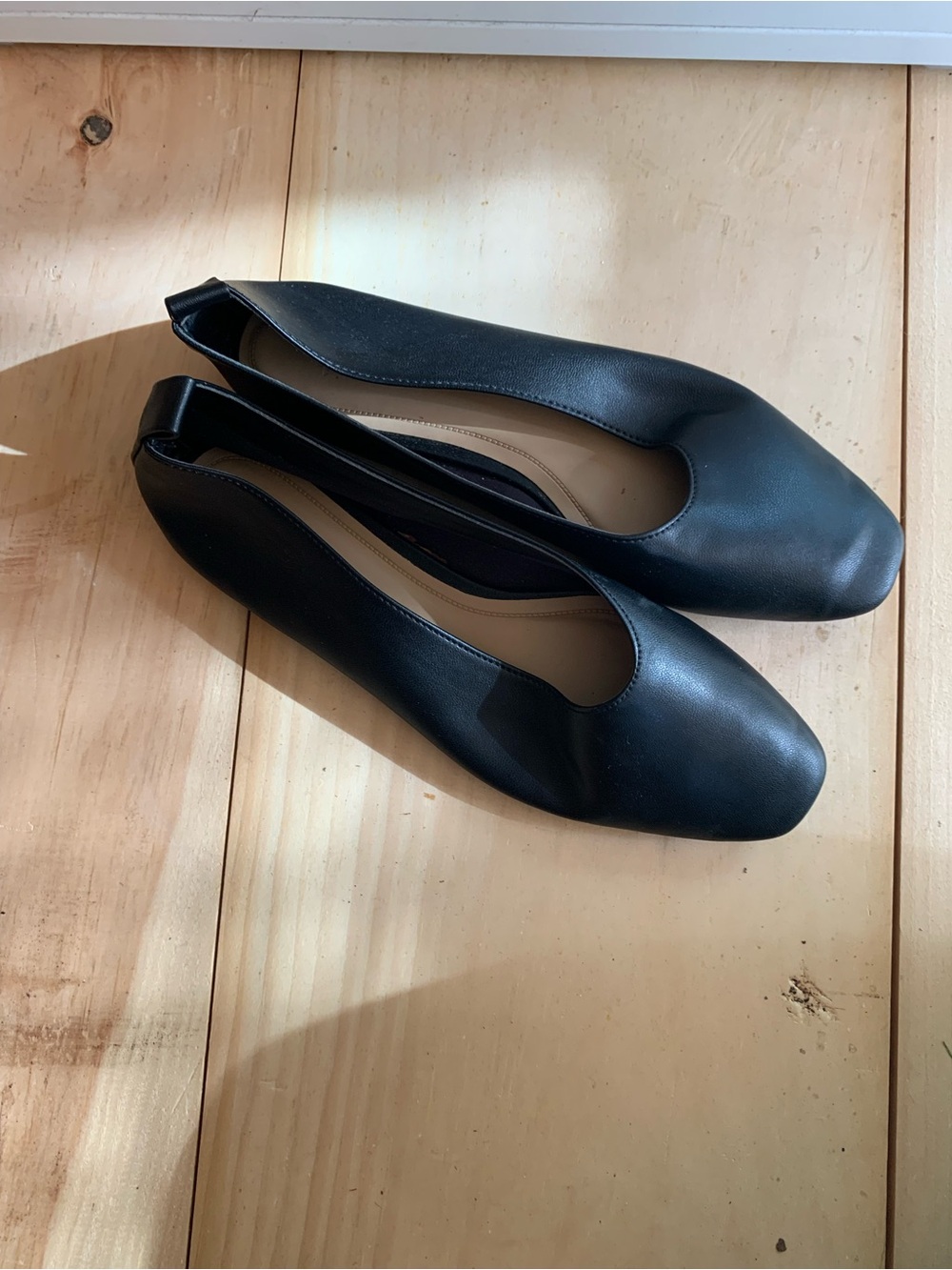 H&M Black Square-Toe Ballet Flats